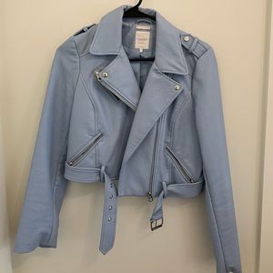 Pastel Blue Leather Jacket